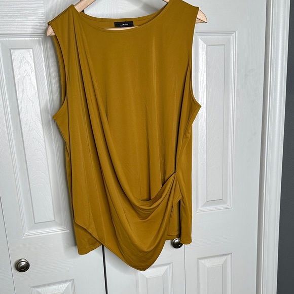 Alfani Women's Mustard Color Sleeveless Drape Top XL P2P 23" 25" Length NWT - Picture 13 of 13